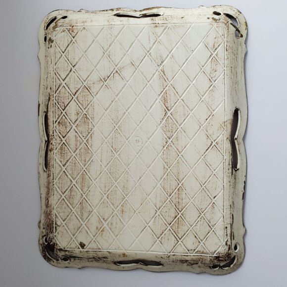 MCM 70s Antiqued Floral Melamine Tray Florentine Design Gold Painted Ornate Trim - Picture 4 of 7